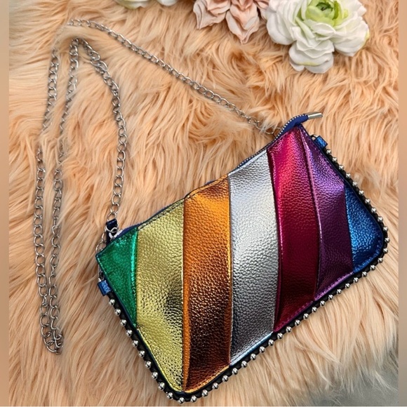 Handbags - Multicolor Metallic Stud Women's Crossbody Handbag With Chain Strap NEW!